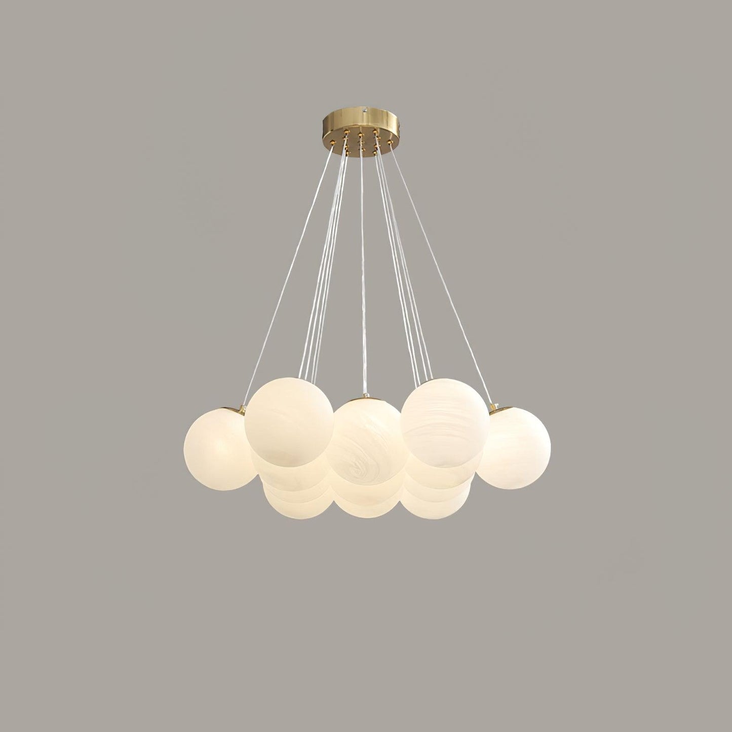 Elegant Glass Cluster Chandelier with Adjustable Height & Modern Desig
