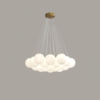 Elegant Glass Cluster Chandelier with Adjustable Height & Modern Desig