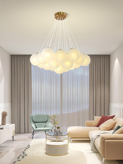 Elegant Glass Cluster Chandelier with Adjustable Height & Modern Desig