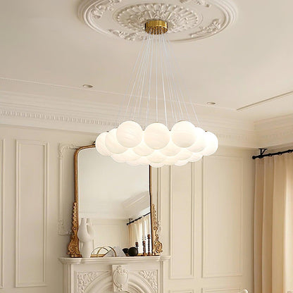 Elegant Glass Cluster Chandelier with Adjustable Height & Modern Desig
