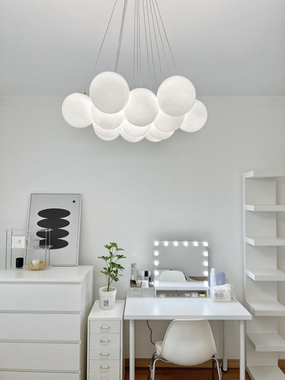 Elegant Glass Cluster Chandelier with Adjustable Height & Modern Desig