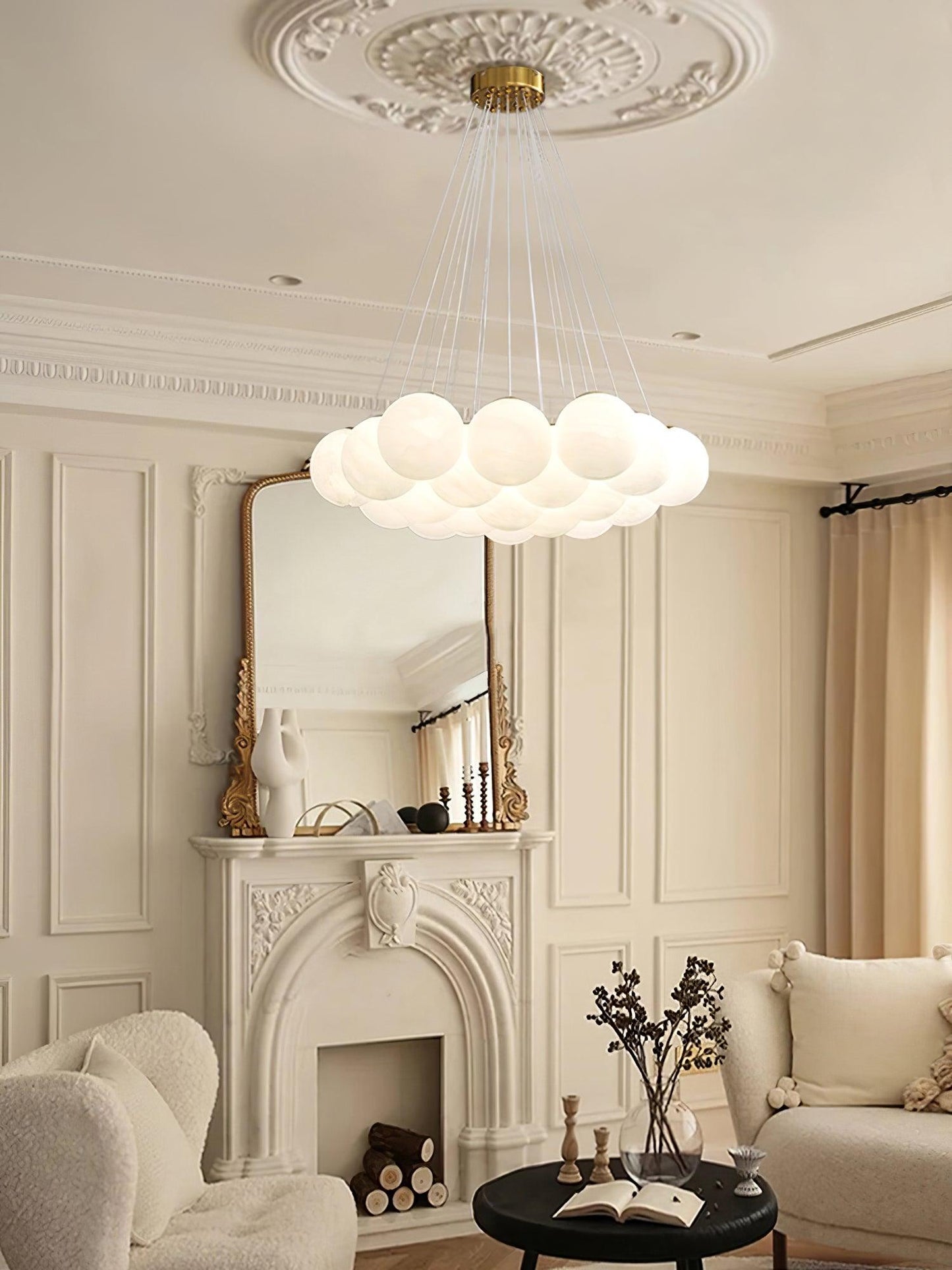Elegant Glass Cluster Chandelier with Adjustable Height & Modern Desig