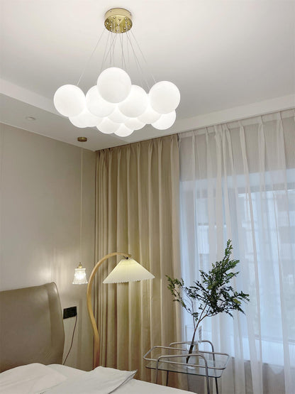 Elegant Glass Cluster Chandelier with Adjustable Height & Modern Desig