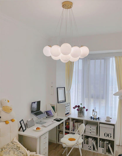 Elegant Glass Cluster Chandelier with Adjustable Height & Modern Desig