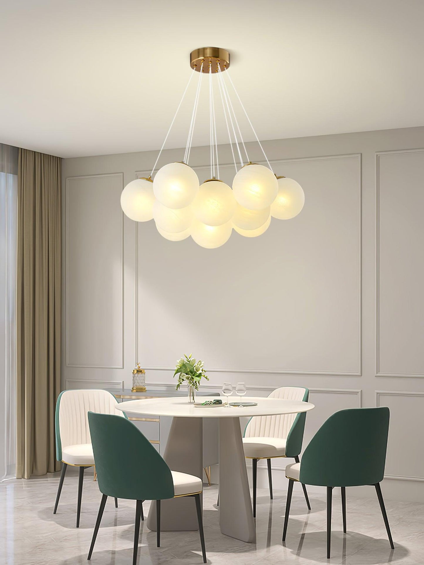 Elegant Glass Cluster Chandelier with Adjustable Height & Modern Desig