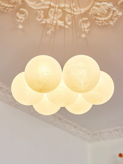 Elegant Glass Cluster Chandelier with Adjustable Height & Modern Desig