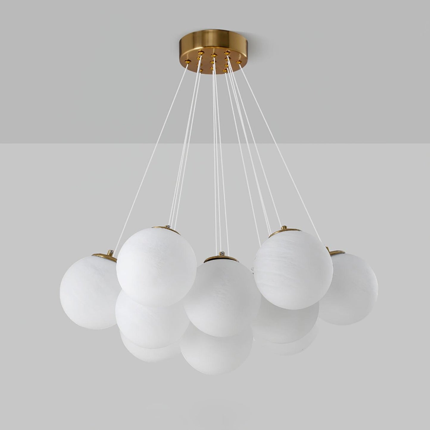 Elegant Glass Cluster Chandelier with Adjustable Height & Modern Desig