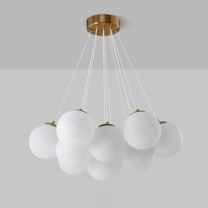 Elegant Glass Cluster Chandelier with Adjustable Height & Modern Desig