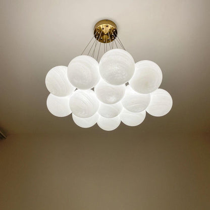 Elegant Glass Cluster Chandelier with Adjustable Height & Modern Desig