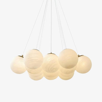 Elegant Glass Cluster Chandelier with Adjustable Height & Modern Desig