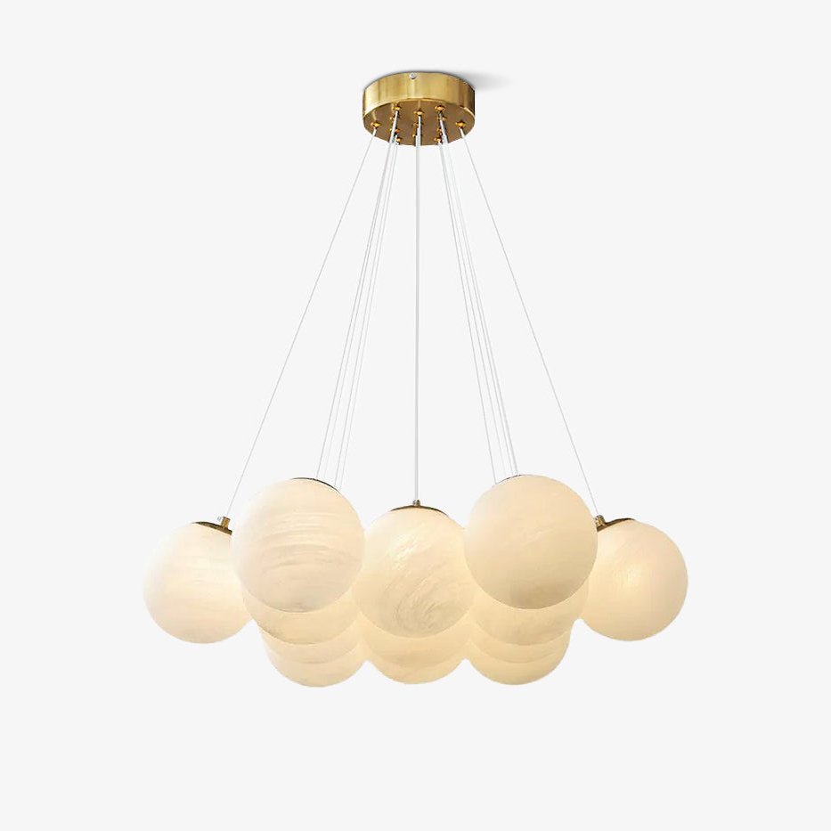Elegant Glass Cluster Chandelier with Adjustable Height & Modern Desig