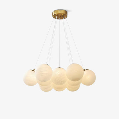 Elegant Glass Cluster Chandelier with Adjustable Height & Modern Desig