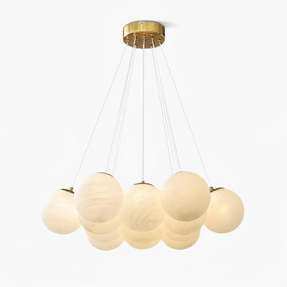 Elegant Glass Cluster Chandelier with Adjustable Height & Modern Desig