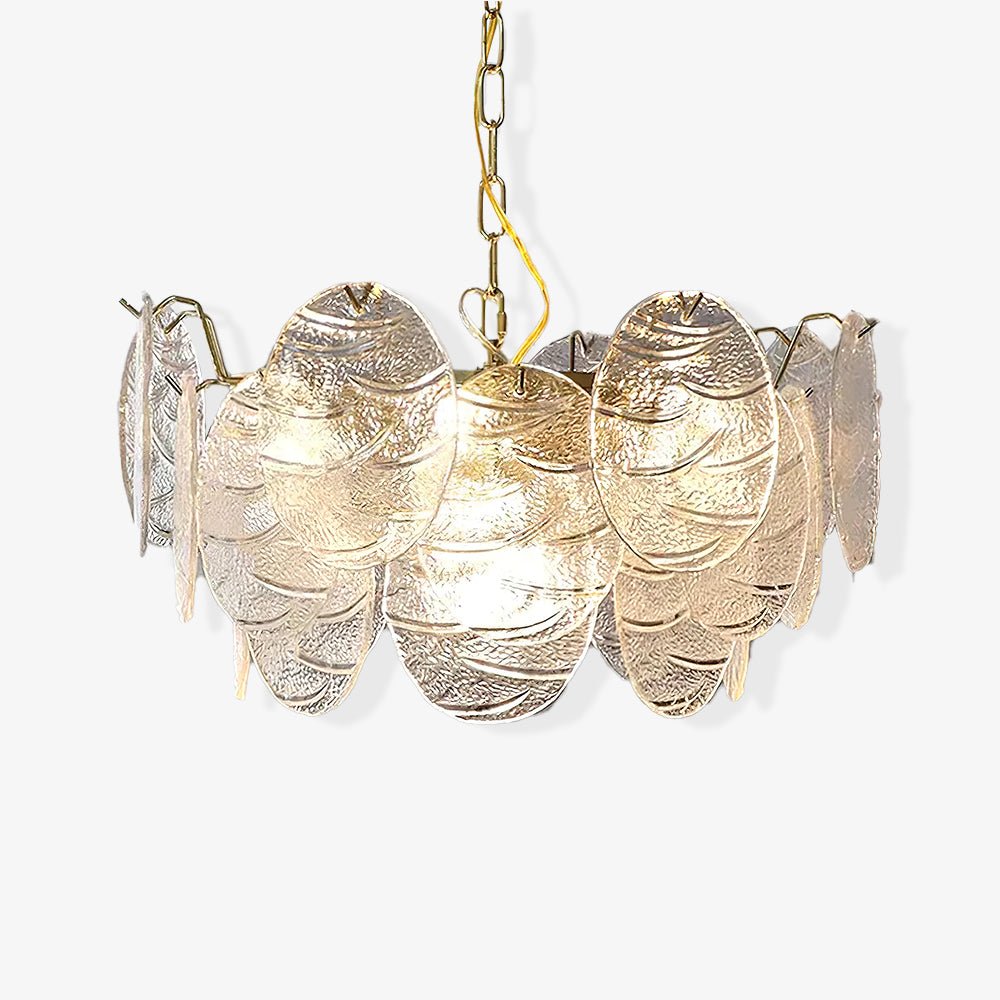 Modern Glass Disc Chandelier - Adjustable Height, Energy Efficient Lig