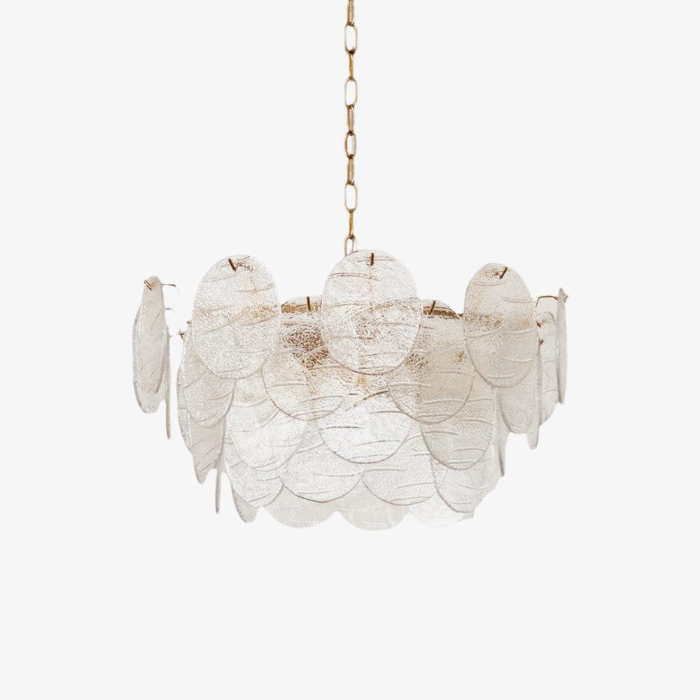 Modern Glass Disc Chandelier - Adjustable Height, Energy Efficient Lig