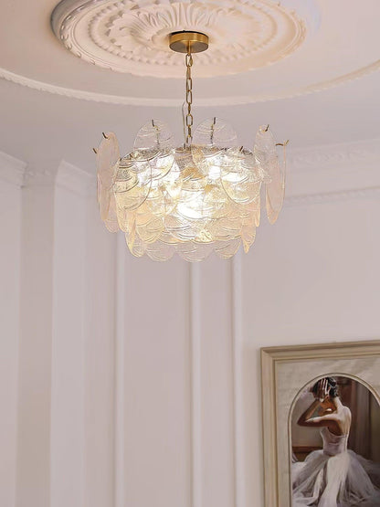 Modern Glass Disc Chandelier - Adjustable Height, Energy Efficient Lig