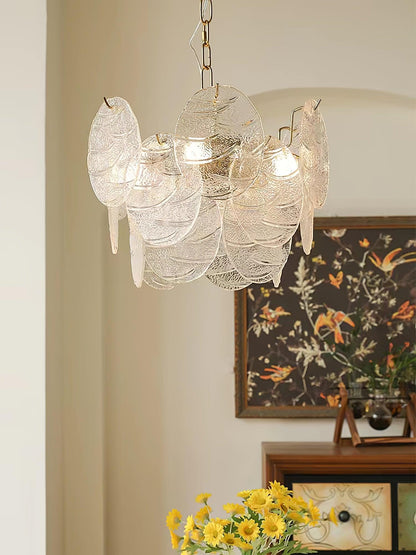 Modern Glass Disc Chandelier - Adjustable Height, Energy Efficient Lig