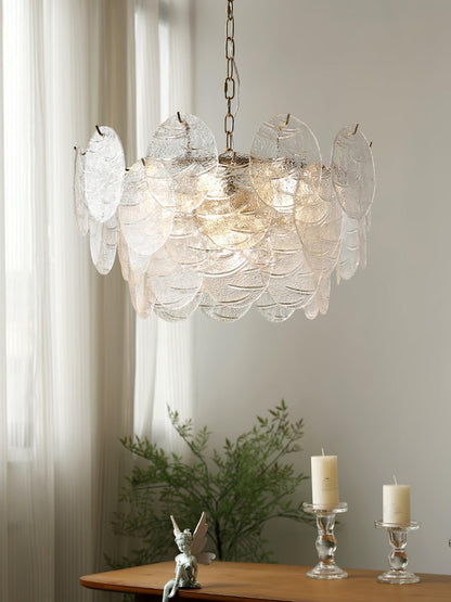 Modern Glass Disc Chandelier - Adjustable Height, Energy Efficient Lig
