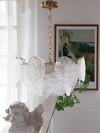 Modern Glass Disc Chandelier - Adjustable Height, Energy Efficient Lig