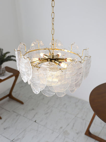 Modern Glass Disc Chandelier - Adjustable Height, Energy Efficient Lig