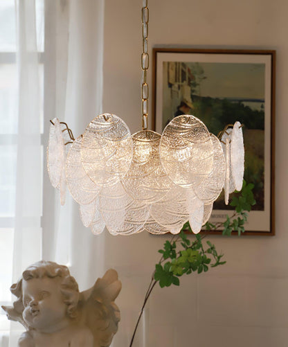 Modern Glass Disc Chandelier - Adjustable Height, Energy Efficient Lig