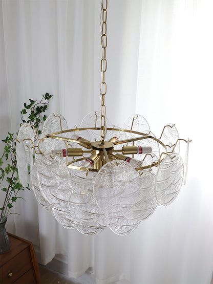 Modern Glass Disc Chandelier - Adjustable Height, Energy Efficient Lig
