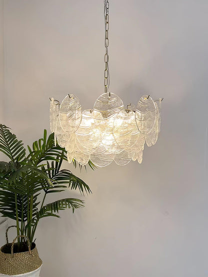 Modern Glass Disc Chandelier - Adjustable Height, Energy Efficient Lig