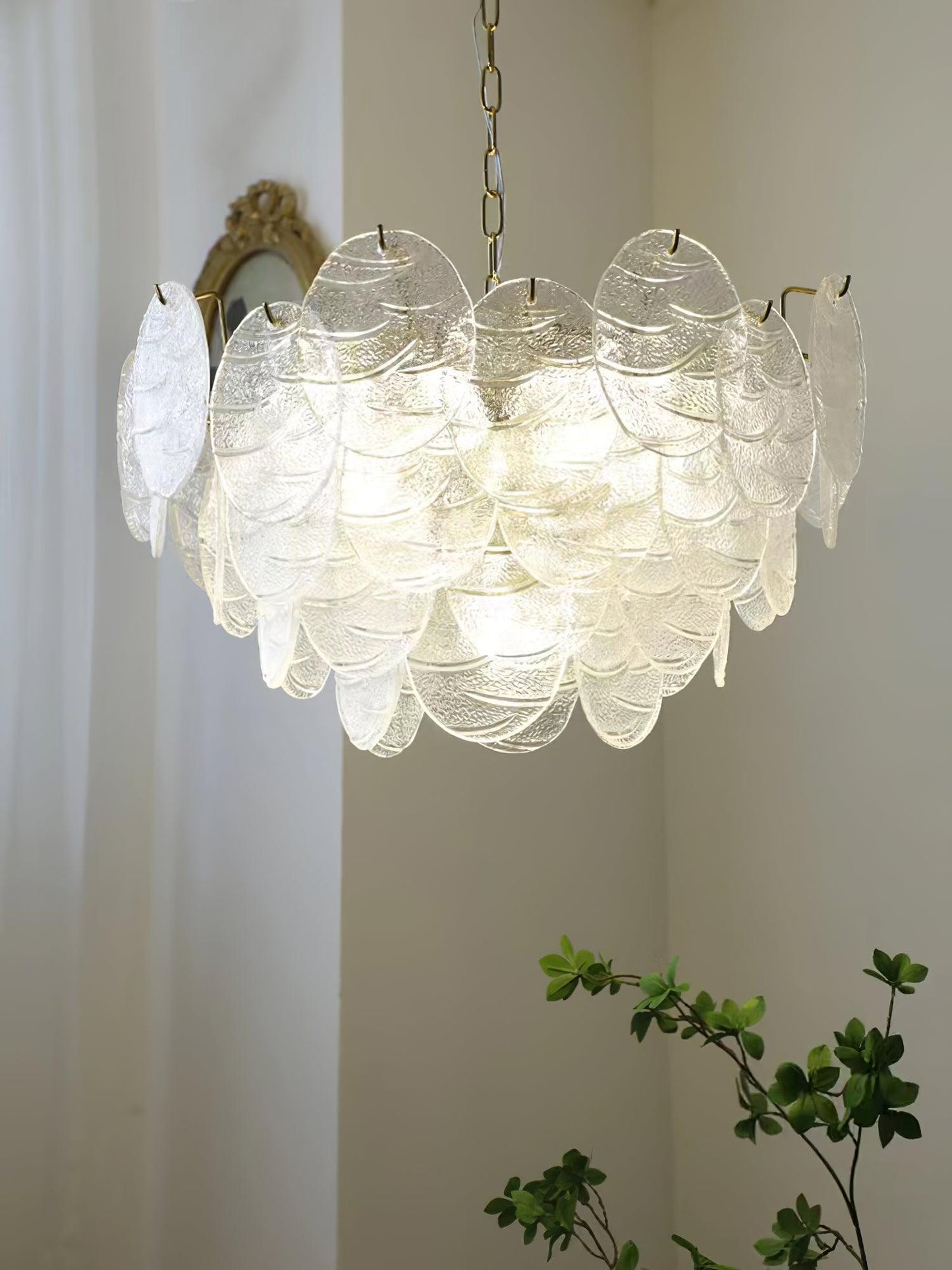 Modern Glass Disc Chandelier - Adjustable Height, Energy Efficient Lig