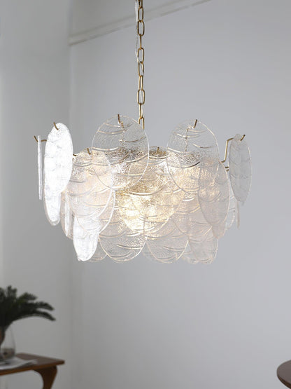 Modern Glass Disc Chandelier - Adjustable Height, Energy Efficient Lig