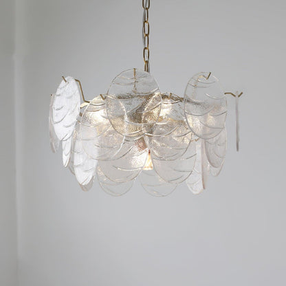 Modern Glass Disc Chandelier - Adjustable Height, Energy Efficient Lig