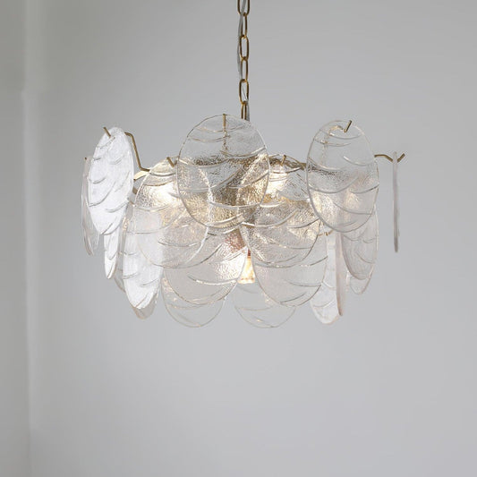 Modern Glass Disc Chandelier - Adjustable Height, Energy Efficient Lig