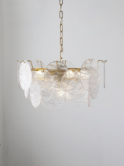 Modern Glass Disc Chandelier - Adjustable Height, Energy Efficient Lig