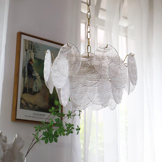 Modern Glass Disc Chandelier - Adjustable Height, Energy Efficient Lig