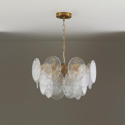 Modern Glass Disc Chandelier - Adjustable Height, Energy Efficient Lig