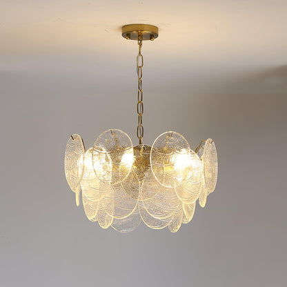 Modern Glass Disc Chandelier - Adjustable Height, Energy Efficient Lig