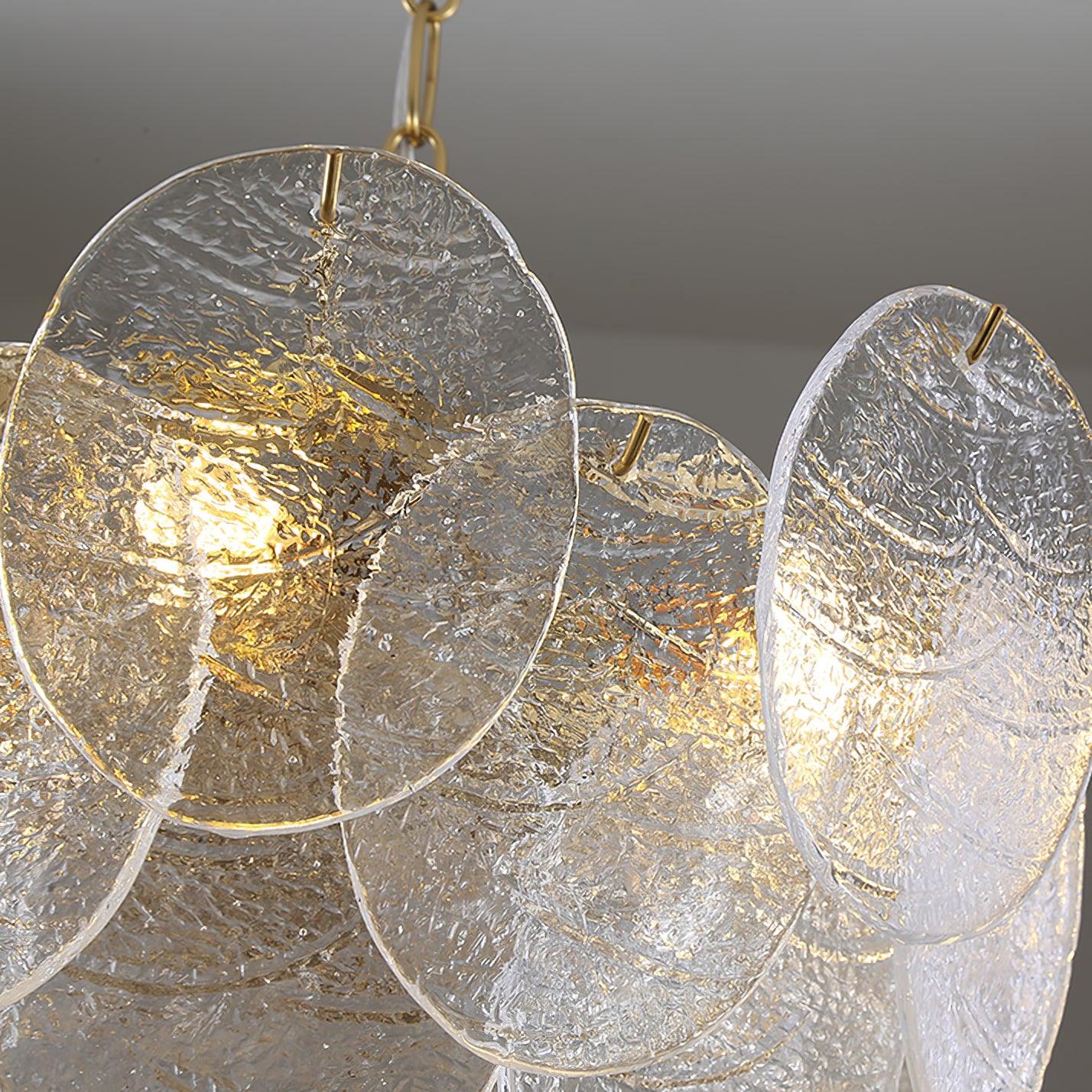 Modern Glass Disc Chandelier - Adjustable Height, Energy Efficient Lig