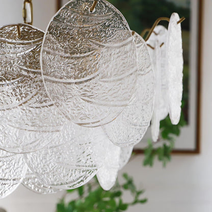 Modern Glass Disc Chandelier - Adjustable Height, Energy Efficient Lig