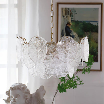 Modern Glass Disc Chandelier - Adjustable Height, Energy Efficient Lig