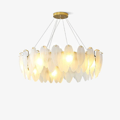 Elegant Glass Feather Chandelier - Unique Design & Adjustable Height