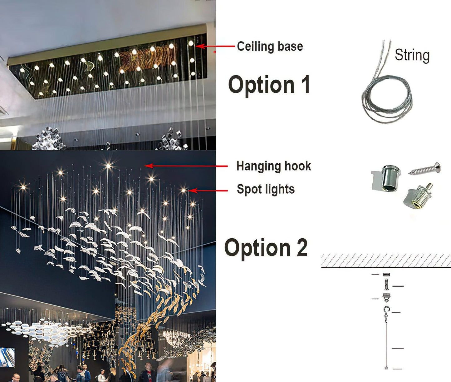 Elegant Glass Feathers Flying Chandelier with Adjustable Lighting and