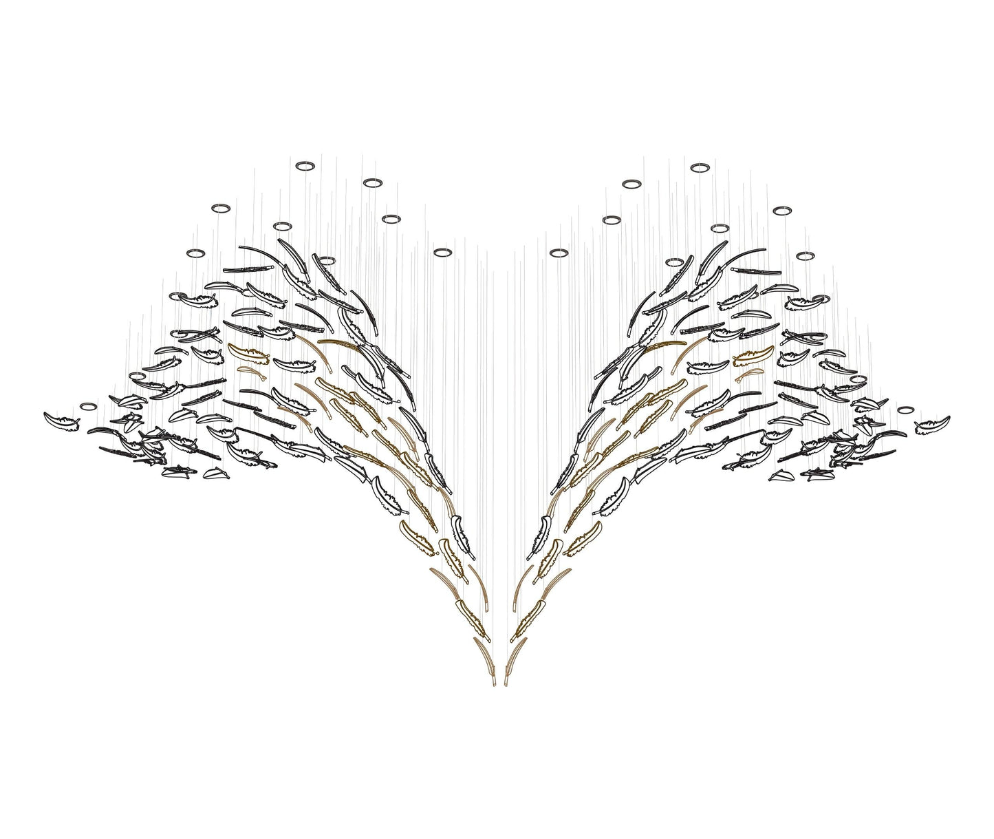 Elegant Glass Feathers Flying Chandelier with Adjustable Lighting and