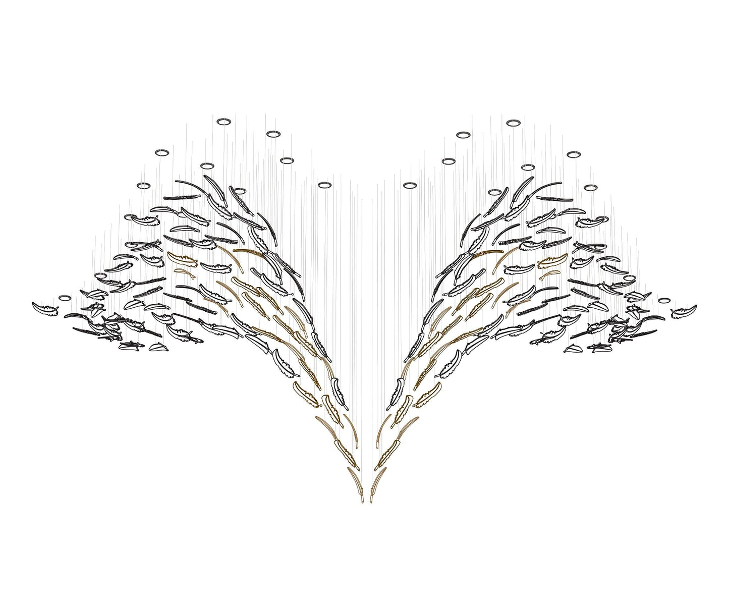 Elegant Glass Feathers Flying Chandelier with Adjustable Lighting and