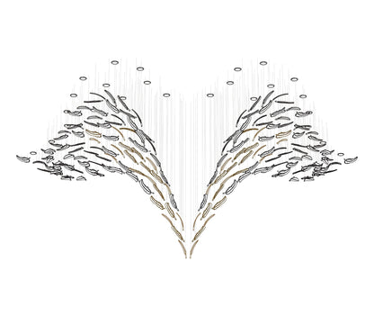 Elegant Glass Feathers Flying Chandelier with Adjustable Lighting and