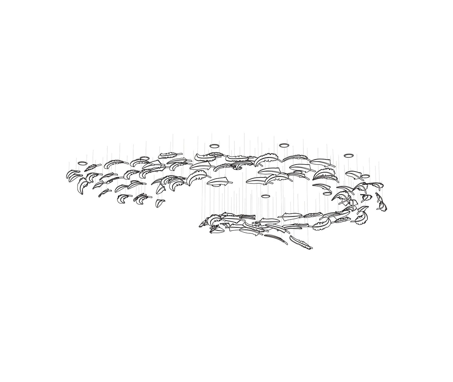 Elegant Glass Feathers Flying Chandelier with Adjustable Lighting and