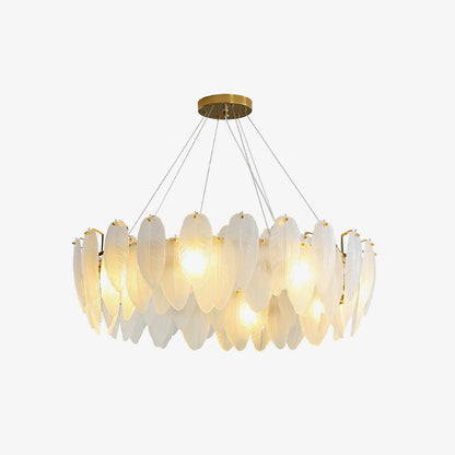 Elegant Glass Feather Chandelier - Unique Design & Adjustable Height