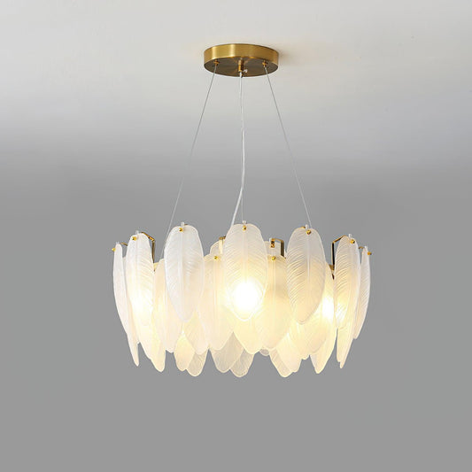 Elegant Glass Feather Chandelier - Unique Design & Adjustable Height