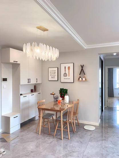 Elegant Glass Feather Chandelier - Unique Design & Adjustable Height
