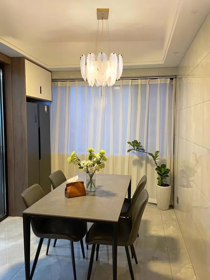 Elegant Glass Feather Chandelier - Unique Design & Adjustable Height