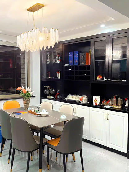 Elegant Glass Feather Chandelier - Unique Design & Adjustable Height