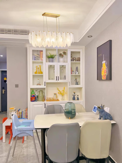Elegant Glass Feather Chandelier - Unique Design & Adjustable Height